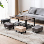 42CM Footstool Rectangle Ottoman with Stable Wooden Legs