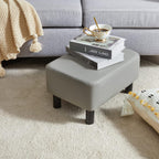 42CM Footstool Rectangle Ottoman with Stable Wooden Legs