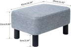 42CM Footstool Rectangle Ottoman with Stable Wooden Legs
