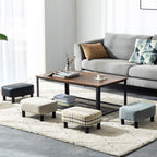 42CM Footstool Rectangle Ottoman with Stable Wooden Legs