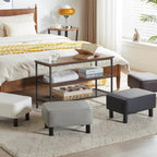 42CM Footstool Rectangle Ottoman with Stable Wooden Legs