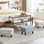 42CM Footstool Rectangle Ottoman with Stable Wooden Legs