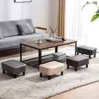 42CM Footstool Rectangle Ottoman with Stable Wooden Legs
