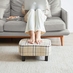 42CM Footstool Rectangle Ottoman with Stable Wooden Legs