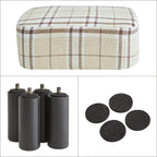 42CM Footstool Rectangle Ottoman with Stable Wooden Legs