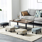 42CM Footstool Rectangle Ottoman with Stable Wooden Legs