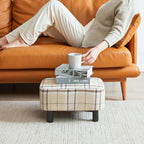 42CM Footstool Rectangle Ottoman with Stable Wooden Legs