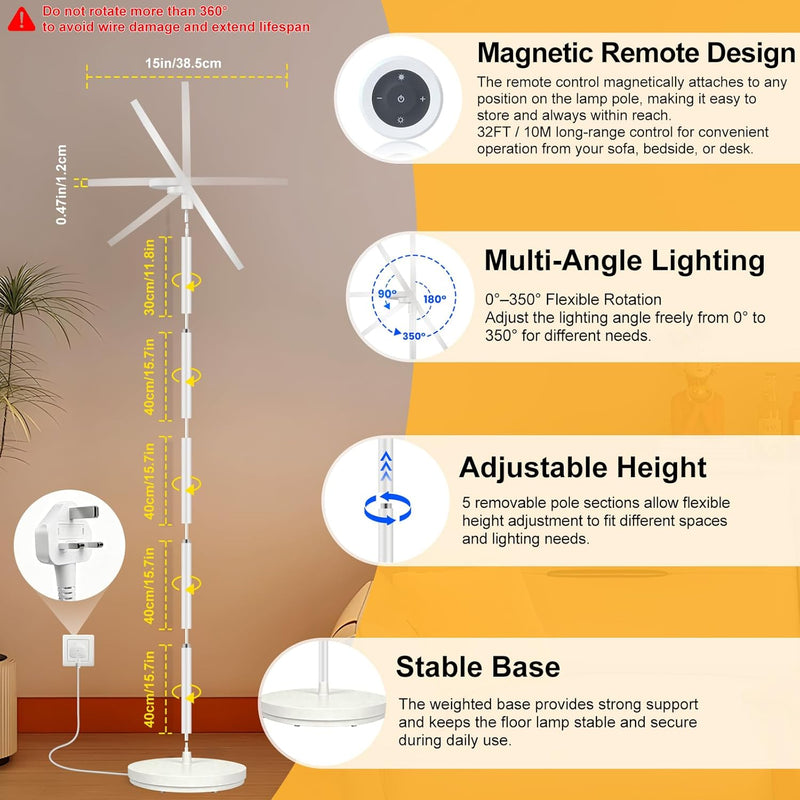 4300lm Super Bright Floor Lamp 40W+8W Dimmable LED