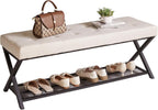 44.5” Shoe Storage Bench with Seat PU Leather
