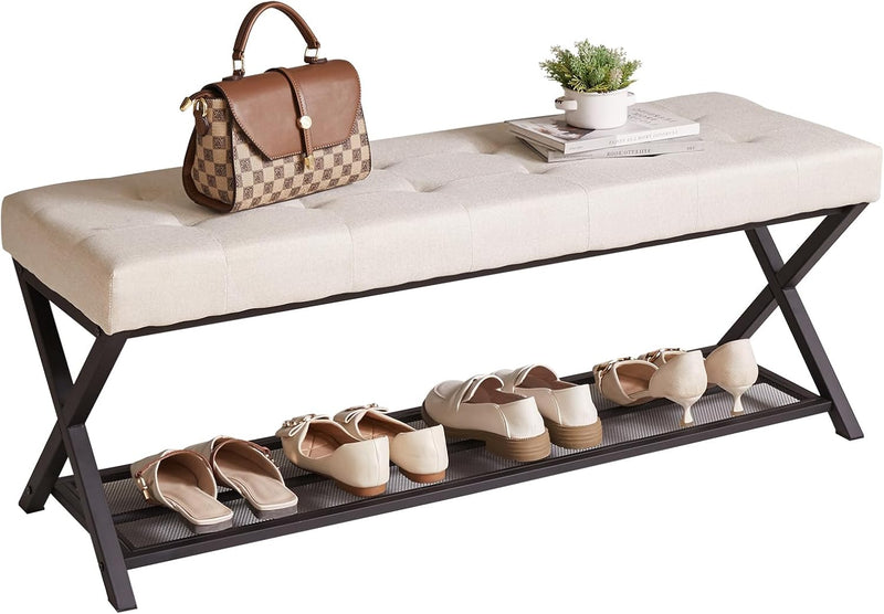 44.5” Shoe Storage Bench with Seat PU Leather