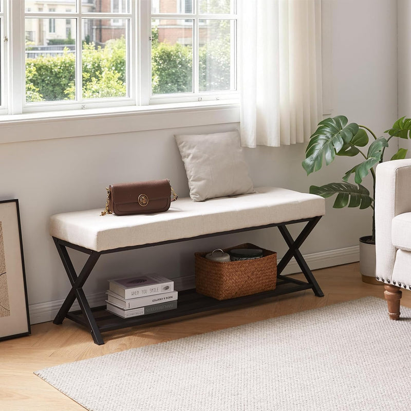 44.5” Shoe Storage Bench with Seat PU Leather