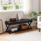 44.5” Shoe Storage Bench with Seat PU Leather