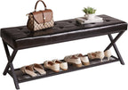 44.5” Shoe Storage Bench with Seat PU Leather