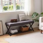 44.5” Shoe Storage Bench with Seat PU Leather