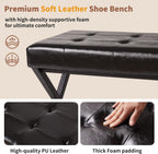 44.5” Shoe Storage Bench with Seat PU Leather