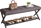 44.5” Shoe Storage Bench with Seat PU Leather