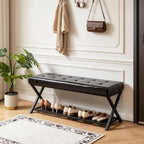 44.5” Shoe Storage Bench with Seat PU Leather