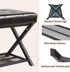 44.5” Shoe Storage Bench with Seat PU Leather
