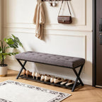 44.5” Shoe Storage Bench with Seat PU Leather