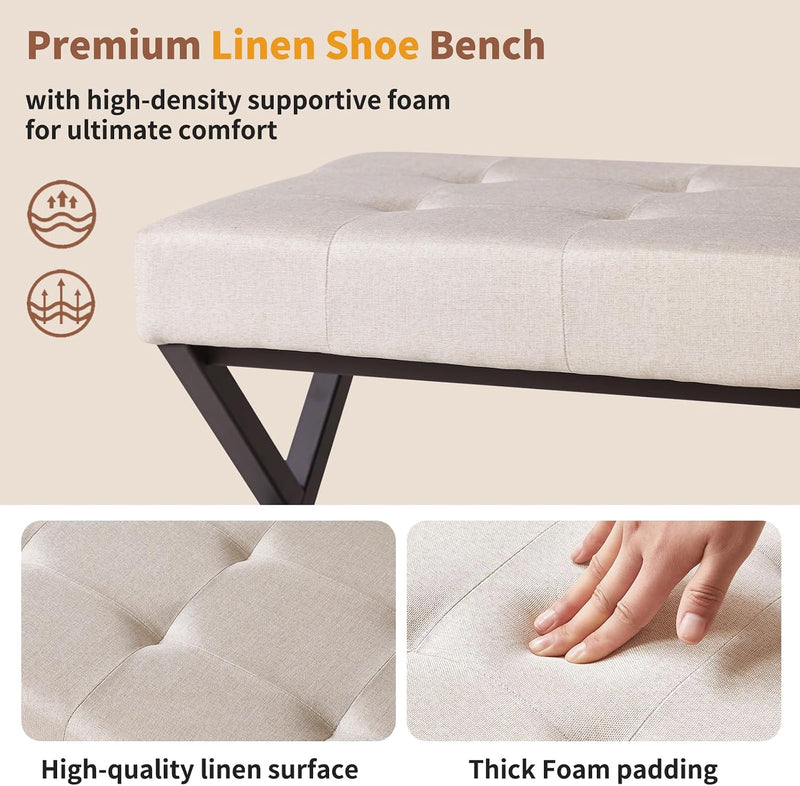 44.5” Shoe Storage Bench with Seat PU Leather