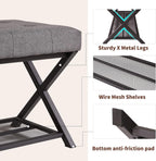 44.5” Shoe Storage Bench with Seat PU Leather
