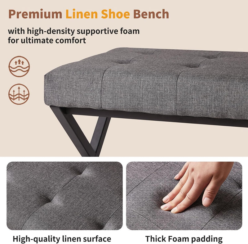44.5” Shoe Storage Bench with Seat PU Leather