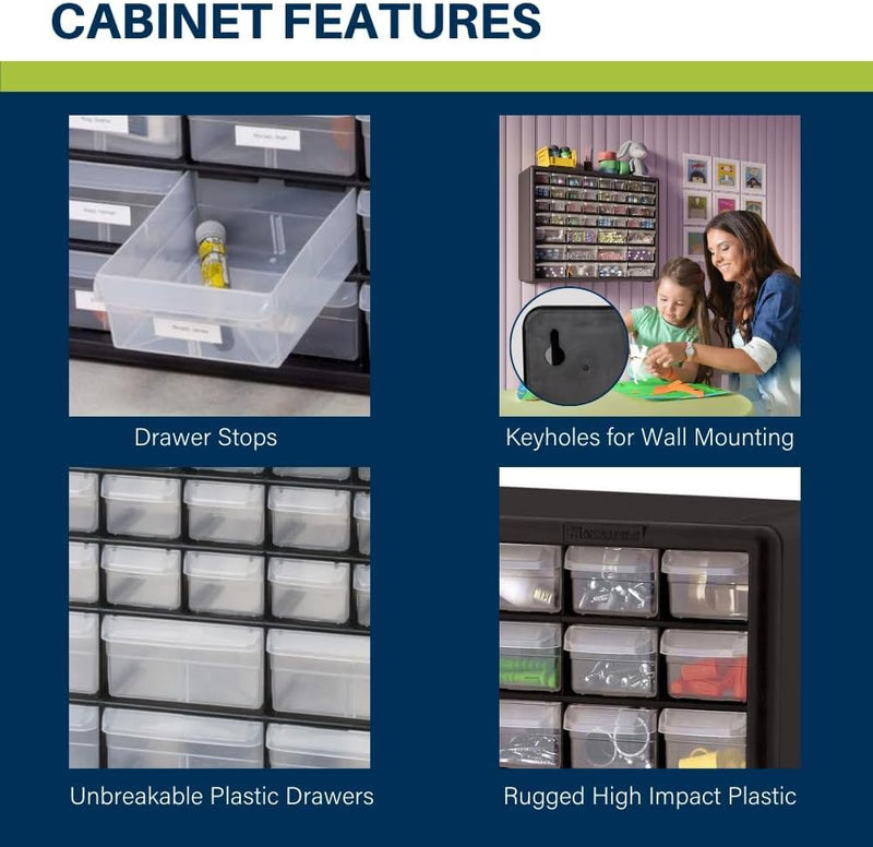 44-Drawer Plastic Drawer Storage Cabinet for Garage Organisation