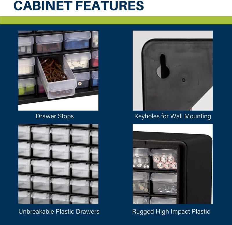 44-Drawer Plastic Drawer Storage Cabinet for Garage Organisation