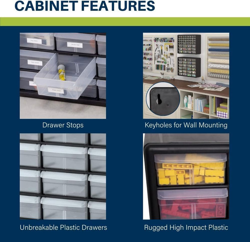 44-Drawer Plastic Drawer Storage Cabinet for Garage Organisation