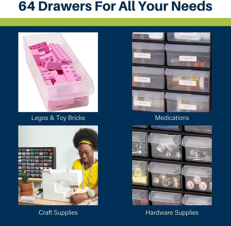 44-Drawer Plastic Drawer Storage Cabinet for Garage Organisation