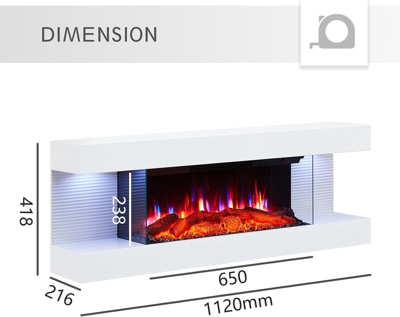 44" Wall Mounted Electric Fireplace Atacama