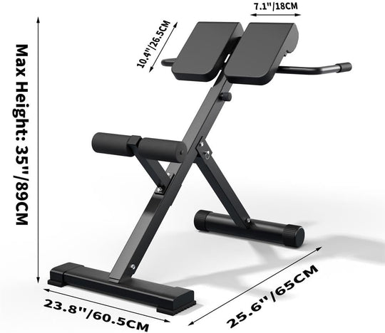 45-Degree Hyperextension Roman Chair Adjustable Height and Back