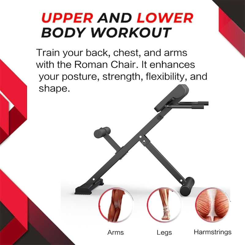 45-Degree Hyperextension Roman Chair Adjustable Height and Back