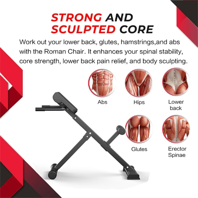 45-Degree Hyperextension Roman Chair Adjustable Height and Back