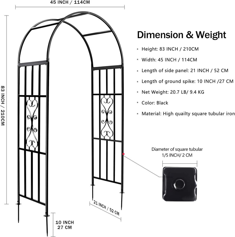 45" W X 83" H Arbours Curved Metal