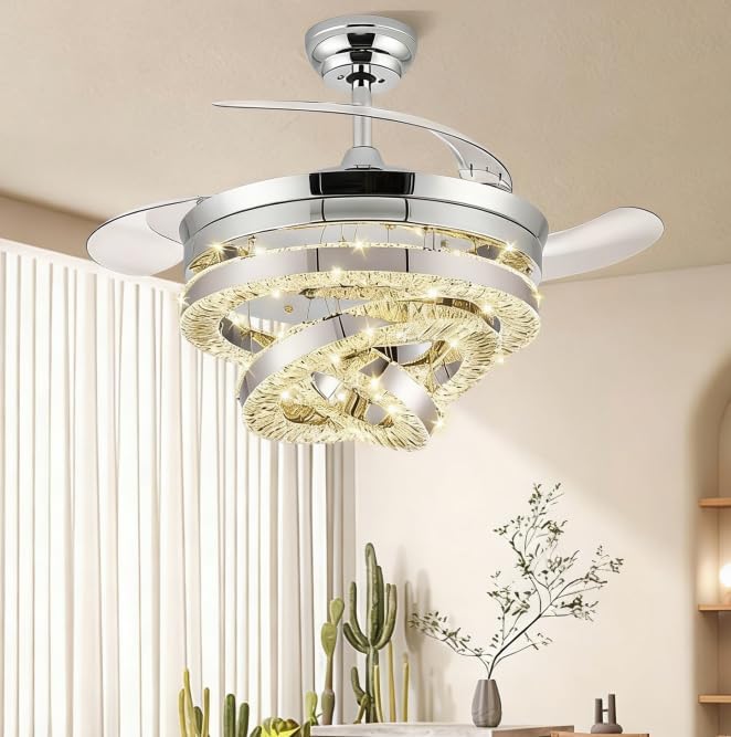 45CM Crystal Ceiling Fans with Lights