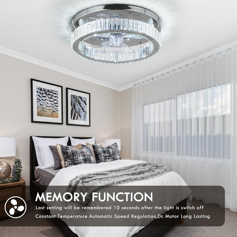 45CM Crystal Ceiling Fans with Lights