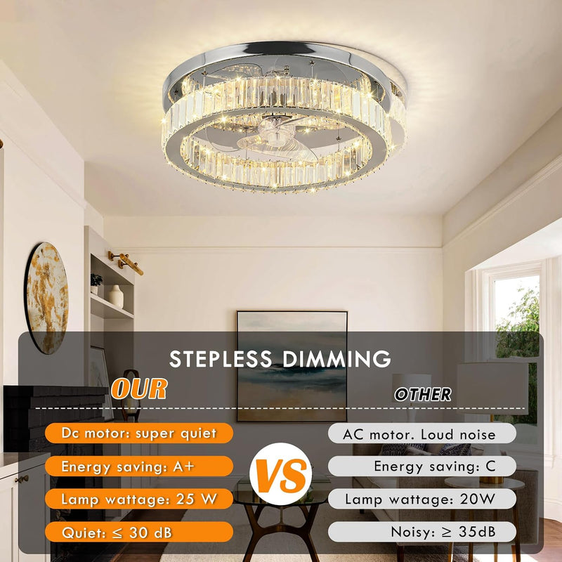 45CM Crystal Ceiling Fans with Lights