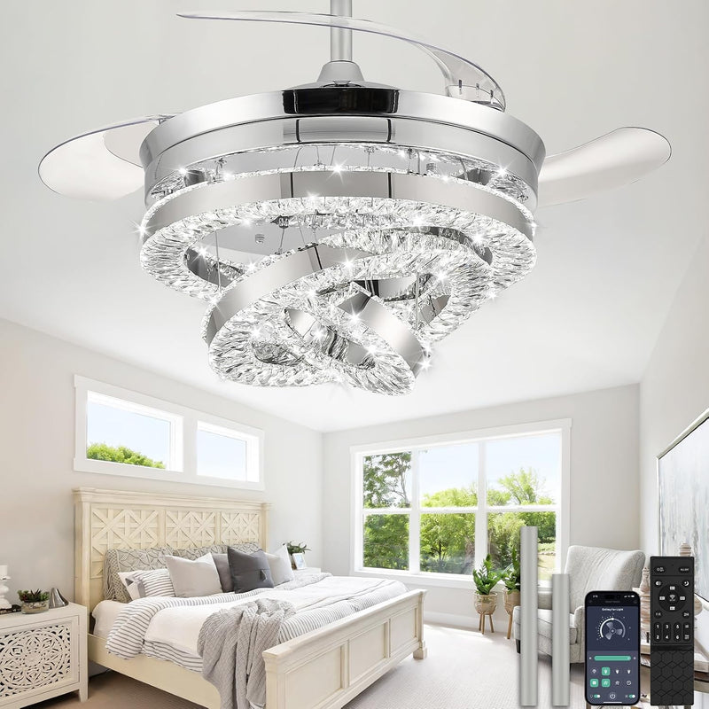 45CM Crystal Ceiling Fans with Lights