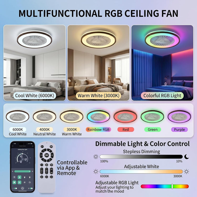 45CM Crystal Ceiling Fans with Lights