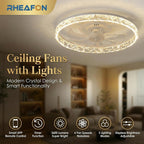 45CM Crystal Ceiling Fans with Lights