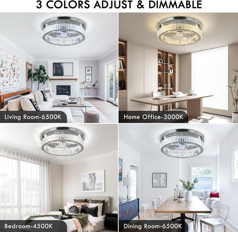 45CM Crystal Ceiling Fans with Lights