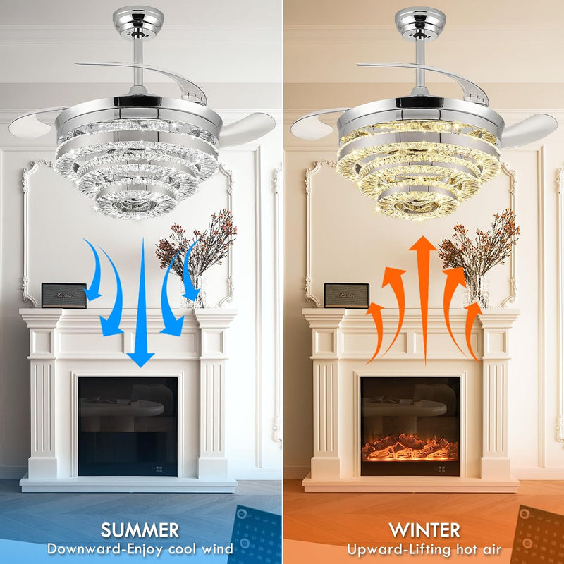 45CM Crystal Ceiling Fans with Lights