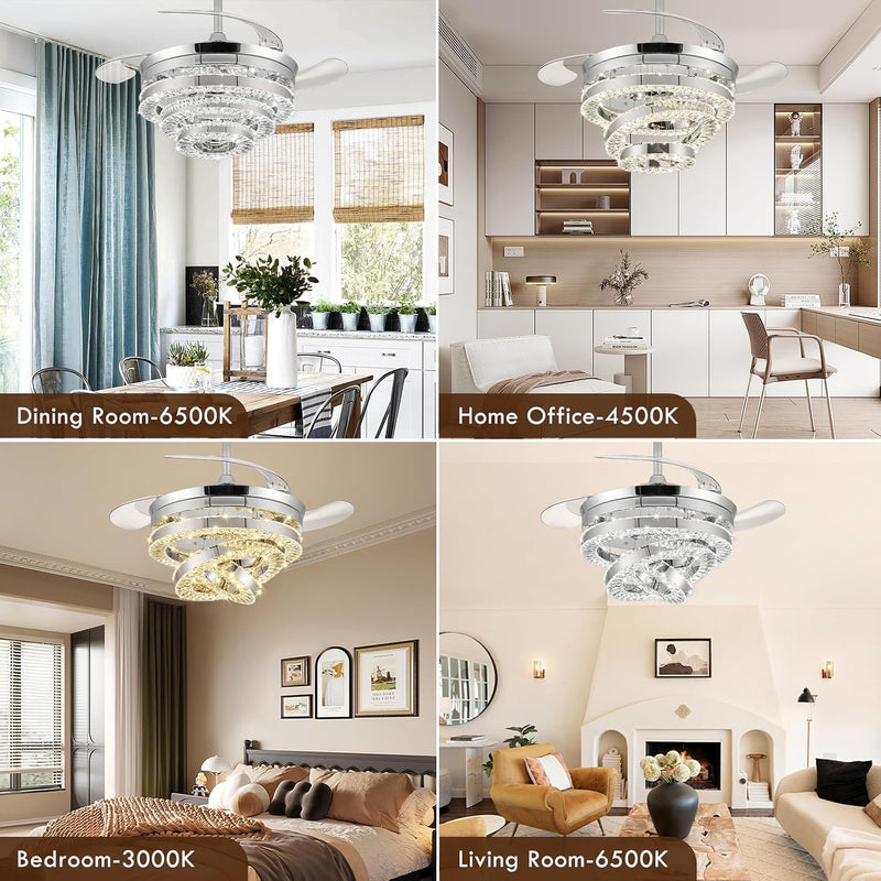 45CM Crystal Ceiling Fans with Lights