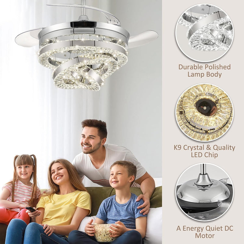 45CM Crystal Ceiling Fans with Lights