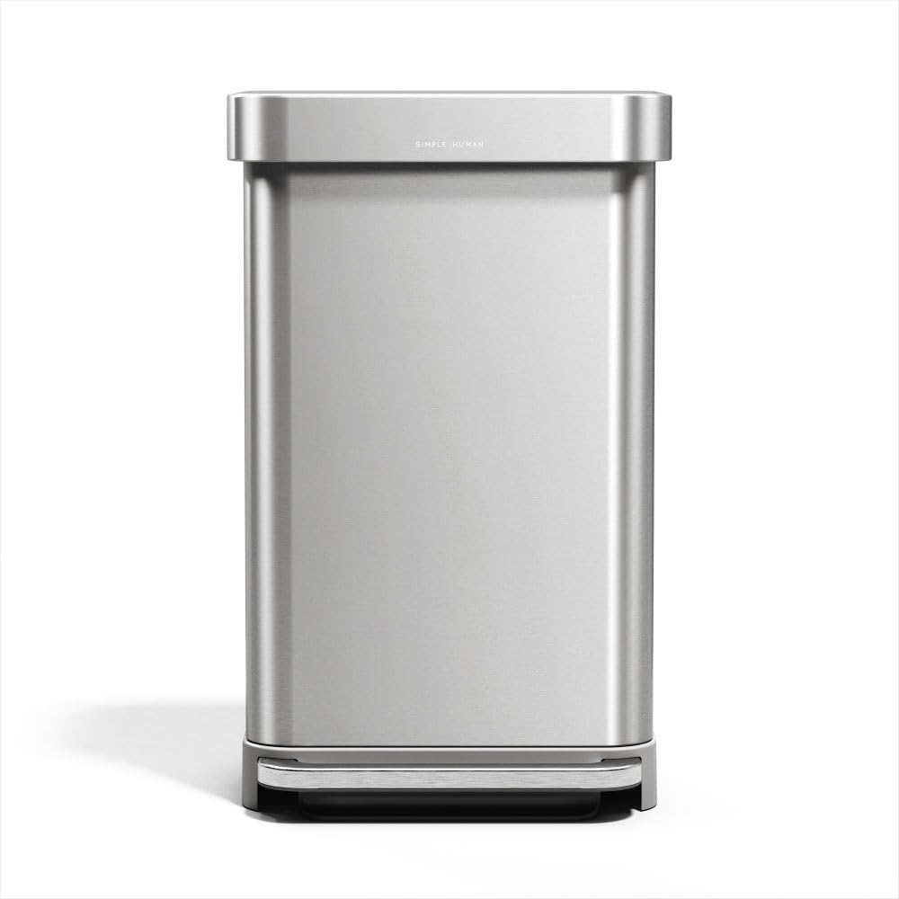 45L Rectangular Kitchen Pedal Bin with Liner Pocket