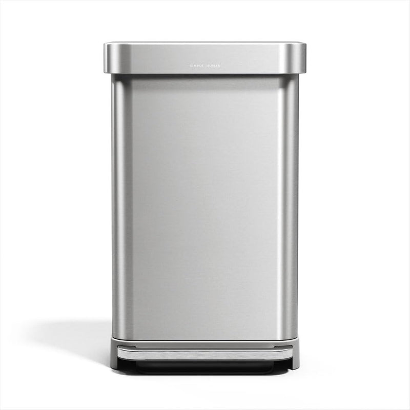 45L Rectangular Kitchen Pedal Bin with Liner Pocket