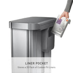 45L Rectangular Kitchen Pedal Bin with Liner Pocket