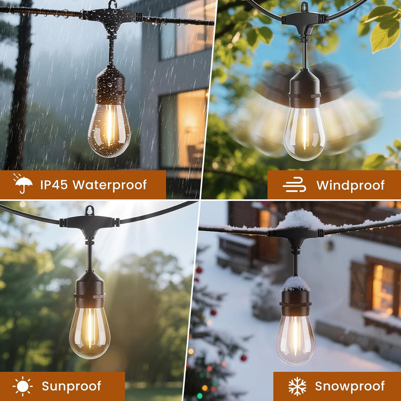 45m Festoon Lights Mains Shatterproof Connectable