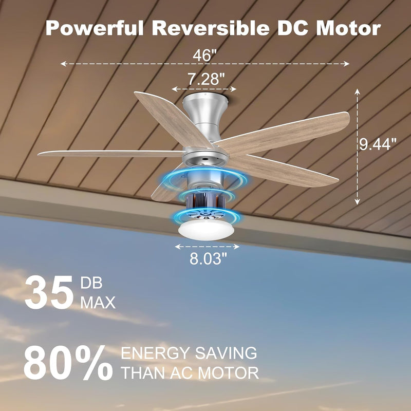 46 Inch Ceiling Fan with Lights Remote App